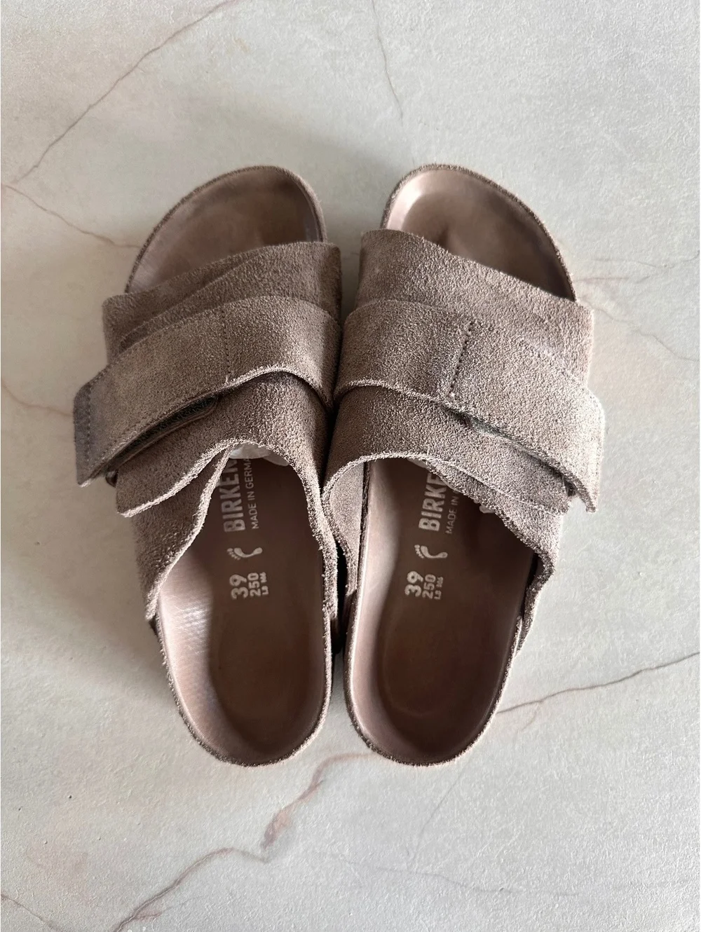 Birkenstock Kyoto Suede Leather Sandals in Gray Taupe Women’s size 39 8-8.5